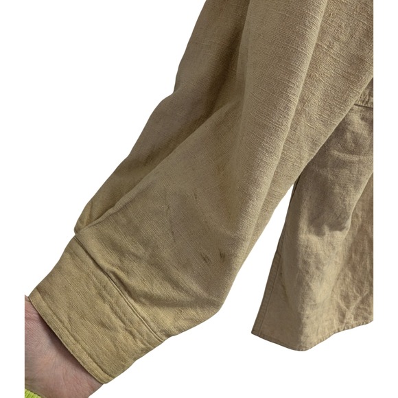 Style Studio Button Front Shirt Linen Cotton Blend Minimalist Lagenlook Tan 1X - Picture 6 of 8